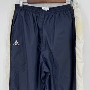 Vintage Adidas Team Track Pants Mens XL Navy Blue White Striped Nylon Windbreak